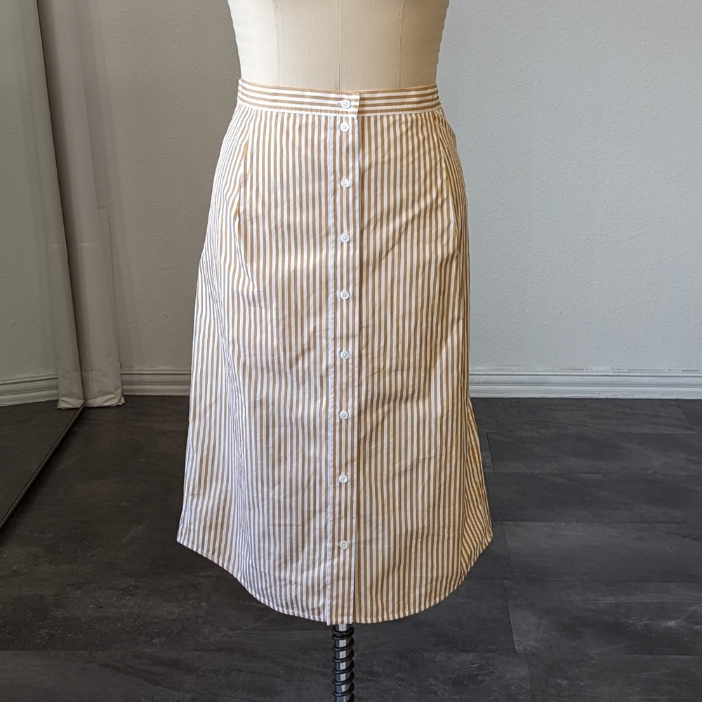 Victoria Beckham Beige Striped A-Line Skirt